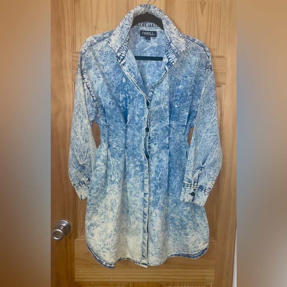 Denim Acid Wash Shirt Dress